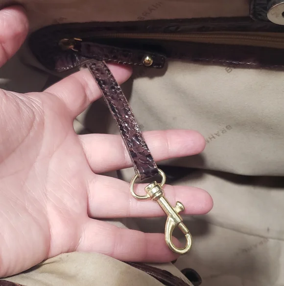 Brahmin Vintage Crocodile Embossed Leather Pecan Melbourne Small Handbag Tote - Picture 14 of 16